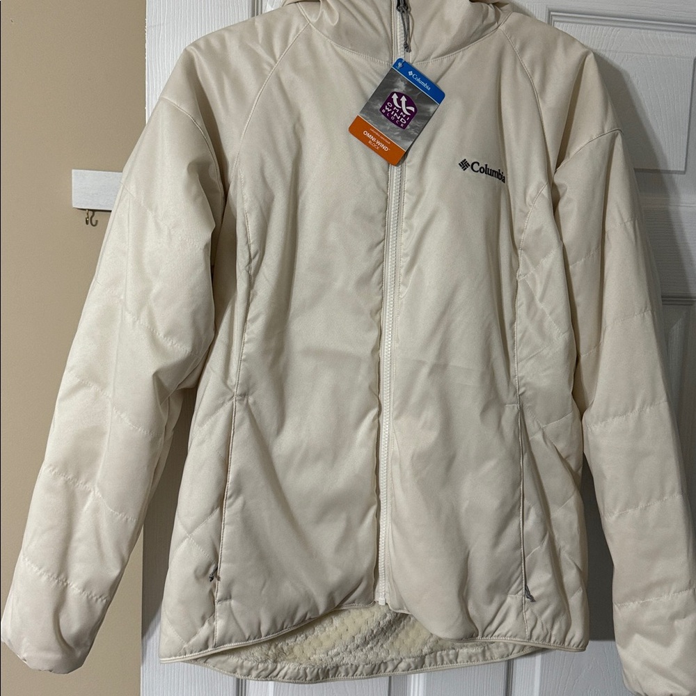 Columbia Off-White Hooded Jacket, size medium, new with tags